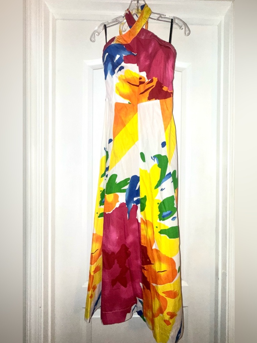 Colorful Floral Halter Maxi Dress